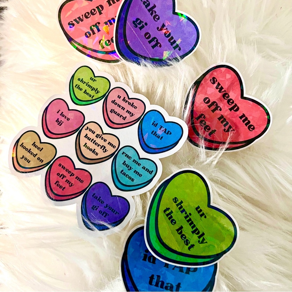 Valentines Day Jiujitsu Stickers, Candy Heart Art, Love Candy Heart Stickers